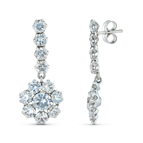 18K PENDIENTES ORO BLANCO DOS CUERPOS CON CIRCONITA 20X12 MM. CIERRE PRESION 2