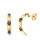 18K PENDIENTES ORO AMARILLO BANDAS CON PIEDRAS COLOR AZUL 18X3 MM. CIERRE PRESION 2