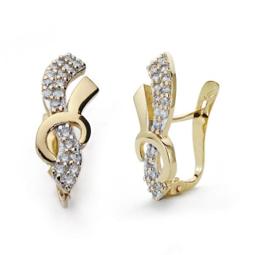 18K PENDIENTES ORO BICOLOR CIRCONITA 18X7 MM CIERRE CATALAN 2