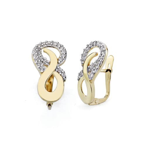 18K PENDIENTES ORO BICOLOR CIRCONITA 17X9 MM CIERRE CATALAN 2