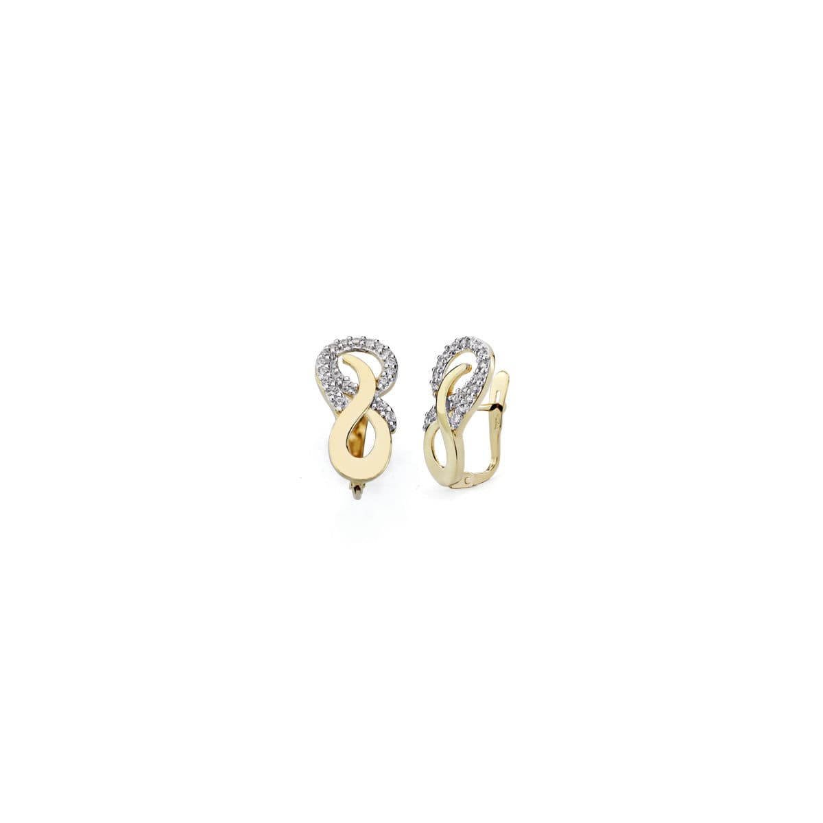 18K PENDIENTES ORO BICOLOR CIRCONITA 17X9 MM CIERRE CATALAN 2
