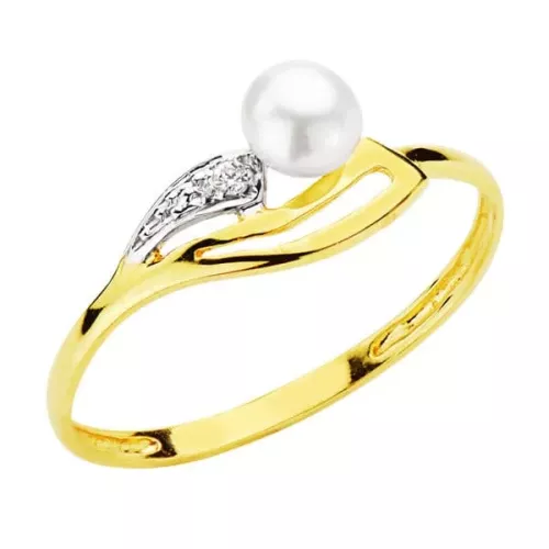 18K SORTIJA ORO AMARILLO CON CIRCONITAS Y PERLA DE 4MM. ANCHO: 7 MM 1