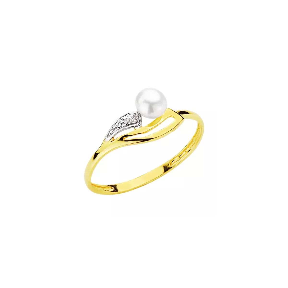 18K SORTIJA ORO AMARILLO CON CIRCONITAS Y PERLA DE 4MM. ANCHO: 7 MM 1
