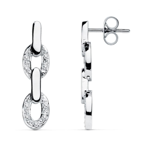 18K PENDIENTES ORO BLANCO CIRCONITA 26X6 MM CIERRE PRESION 2