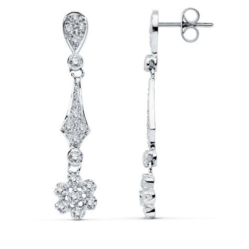 18K PENDIENTES ORO BLANCO CIRCONITA 37X7 MM CIERRE PRESION 2