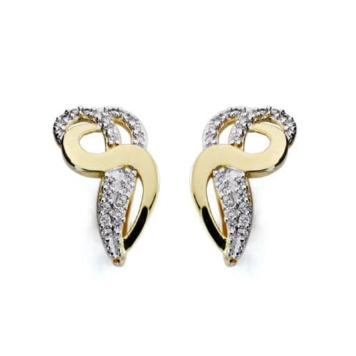 18K PENDIENTES ORO BICOLOR CIRCONITA 19X12 MM CIERRE CATALAN 3