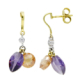 18K PENDIENTES ORO BICOLOR AMATISTA Y TOPACIO CIERRE PRESION 3