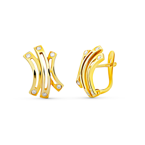 18K PENDIENTES BANDAS CIRCONITA 16X11 MM CIERRE CATALAN 3