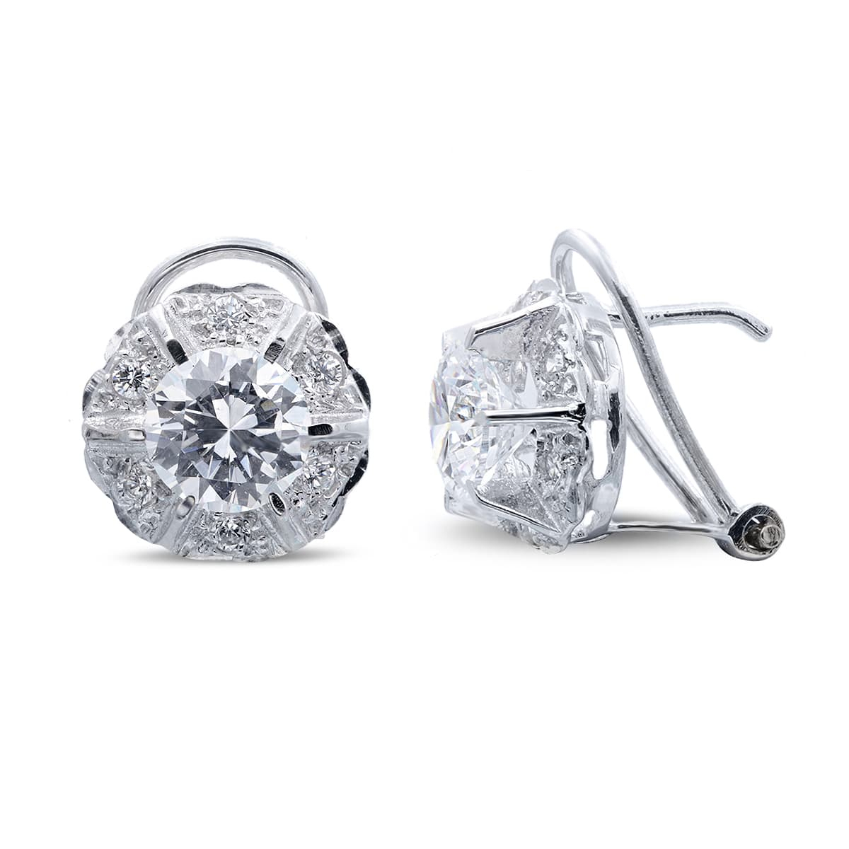 18K PENDIENTES ORO BLANCO CON CIRCONITA EN GARRAS CIERRE OMEGA 4