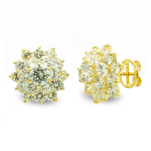 18K PENDIENTES ORO AMARILLO GARRAS CON CIRCONITA CIERRE PRESION 4