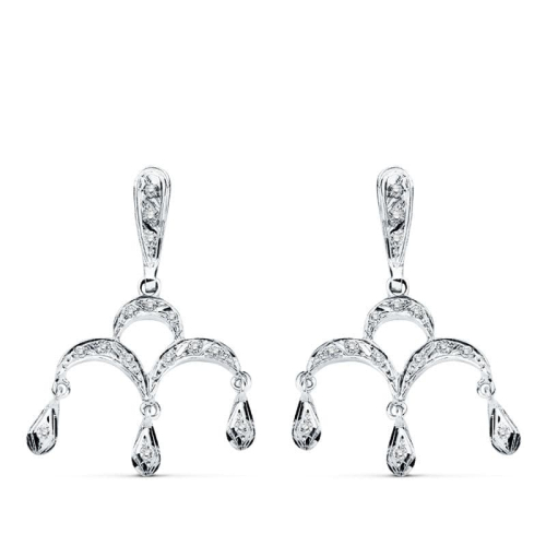 18K PENDIENTES ORO BLANCO CIRCONITA 33X21 MM CIERRE PRESION 4