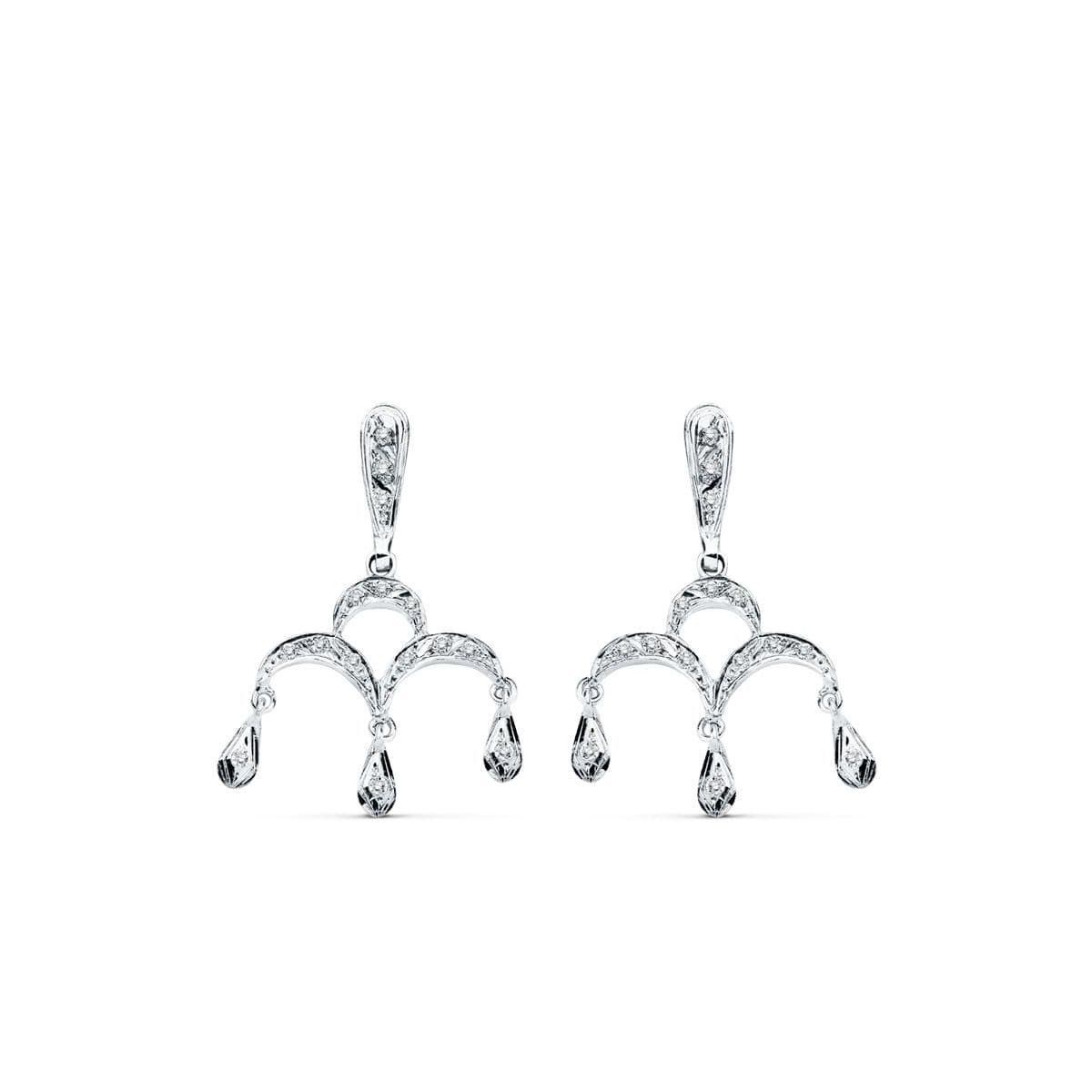 18K PENDIENTES ORO BLANCO CIRCONITA 33X21 MM CIERRE PRESION 4