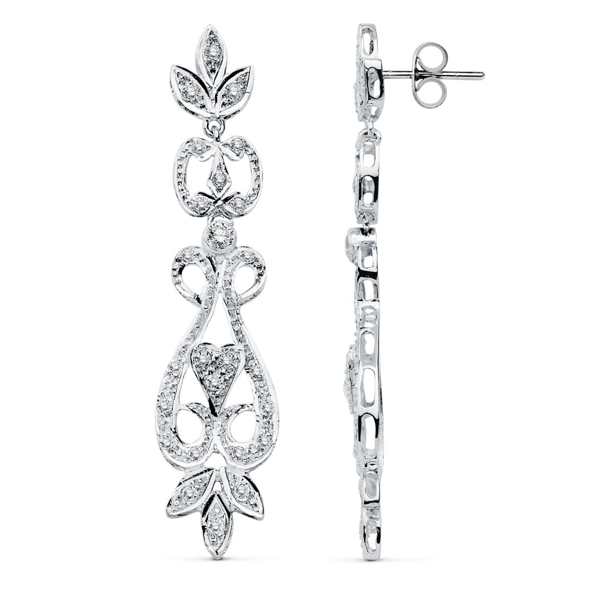 18K PENDIENTES ORO BLANCO CIRCONITA PRESION 4