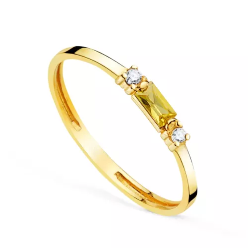18K SORTIJA ORO AMARILLO CITRINO NATURAL 4X2 MM Y CIRCONITAS. ANCHO: 2MM 1