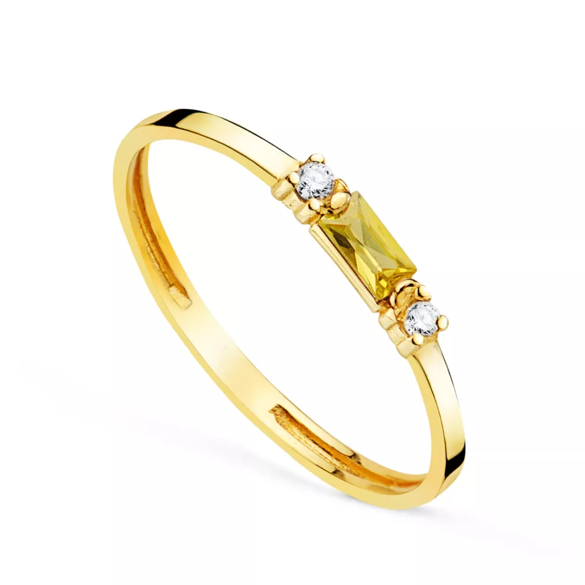 18K SORTIJA ORO AMARILLO CITRINO NATURAL 4X2 MM Y CIRCONITAS. ANCHO: 2MM 1