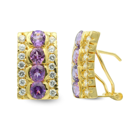 18K PENDIENTES ORO AMARILLO CIRCONITA 16X10 MM CIERRE OMEGA 5