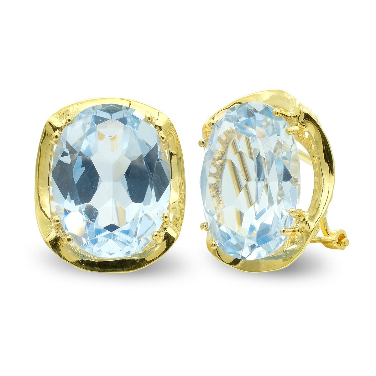 18K PENDIENTES ORO AMARILLO CON PIEDRA OVAL CIERRE OMEGA 5