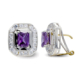 18K PENDIENTES ORO BICOLOR AMATISTA 7X5 MM OMEGA 5