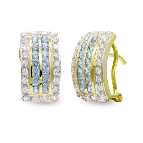 18K PENDIENTES ORO AMARILLO Y CIRCONITA CIERRE OMEGA 6