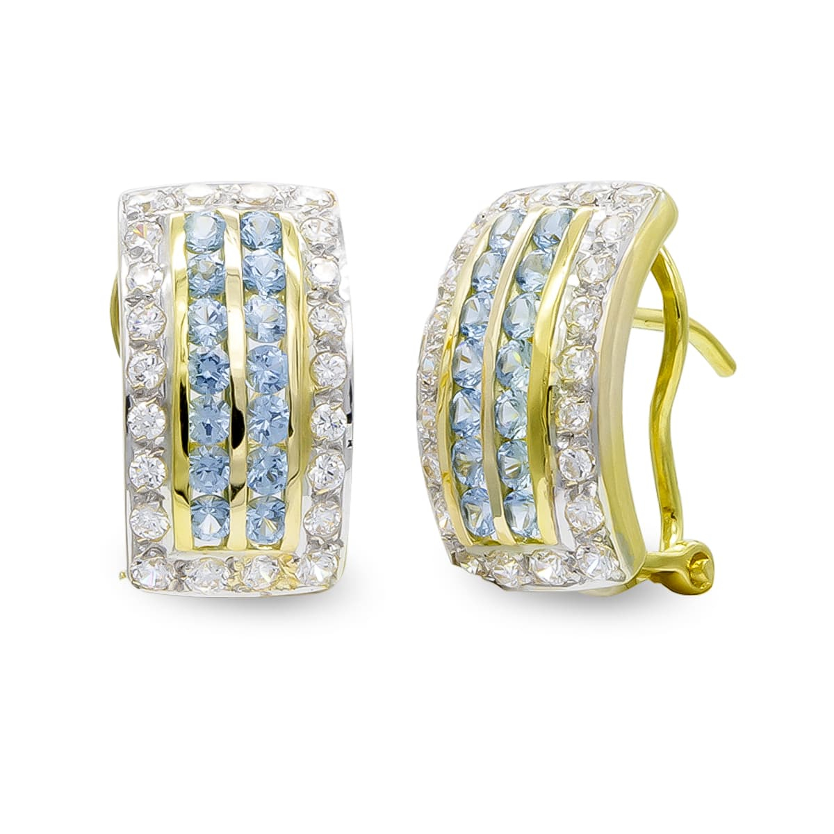 18K PENDIENTES ORO AMARILLO Y CIRCONITA CIERRE OMEGA 6