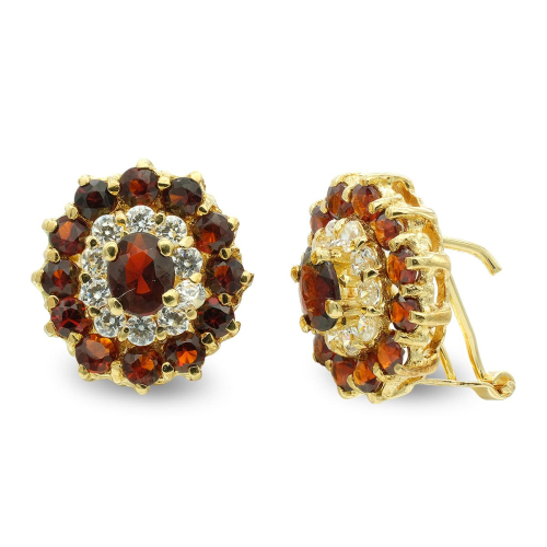 18K PENDIENTES ORO AMARILLO OVAL CON CIRCONITA CIERRE OMEGA 6,82gr