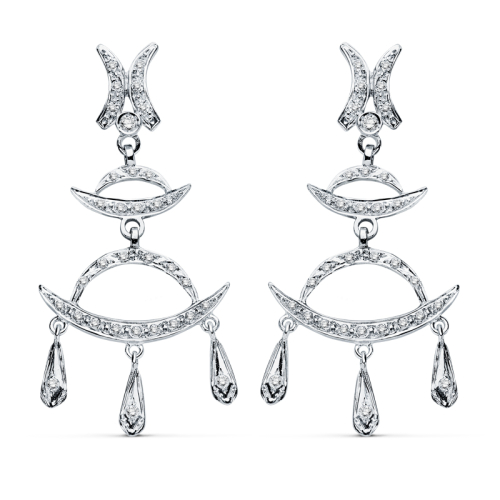 18K PENDIENTES ORO BLANCO CIRCONITA 48X23 MM CIERRE PRESION 7