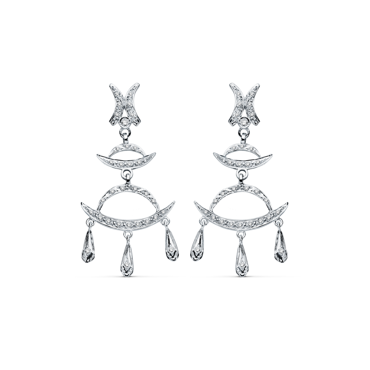 18K PENDIENTES ORO BLANCO CIRCONITA 48X23 MM CIERRE PRESION 7