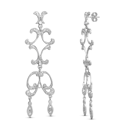 18K PENDIENTES ORO BLANCO CIRCONITA MANTILLA CARTIER 66X20 MM CIERRE PRESION 8