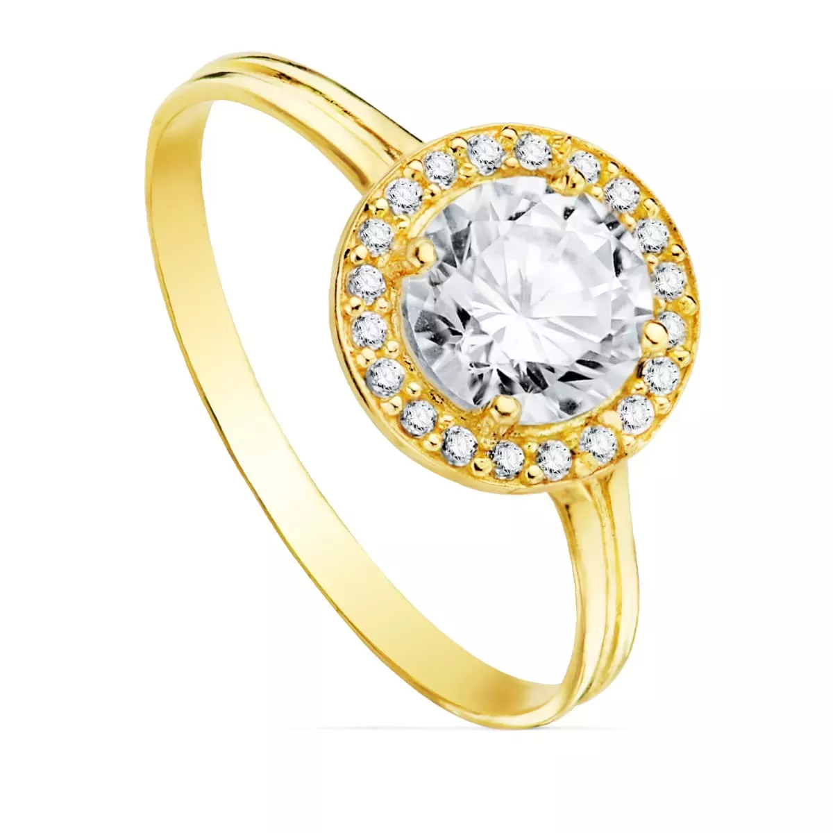 18K SORTIJA ORO AMARILLO PIEDRA 7MM CIRCONITAS 1