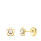 18K PENDIENTES ORO AMARILLO FLOR CALADA CON PERLA DE 2 MM. ANCHO: 5X5 MM. CIERRE TUERCA 0