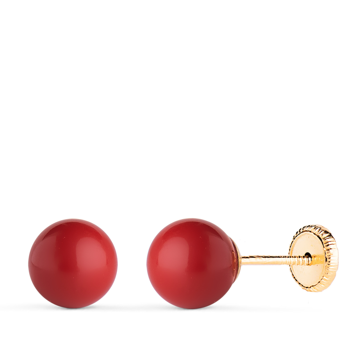 18K PENDIENTES ORO AMARILLO CORAL CON CASQUILLA. MEDIDA: 7 MM. CIERRE TUERCA 0
