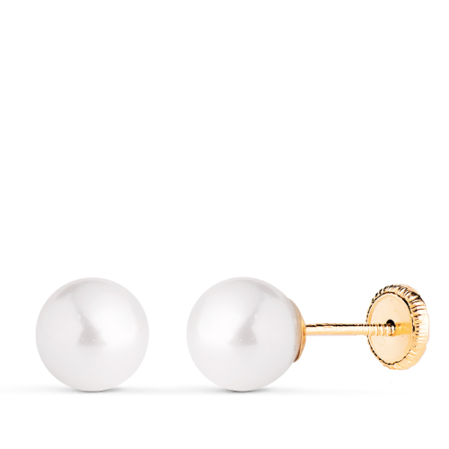 18K PENDIENTES ORO AMARILLO PERLA CON CASQUILLA. MEDIDA: 7 MM. CIERRE TUERCA 0