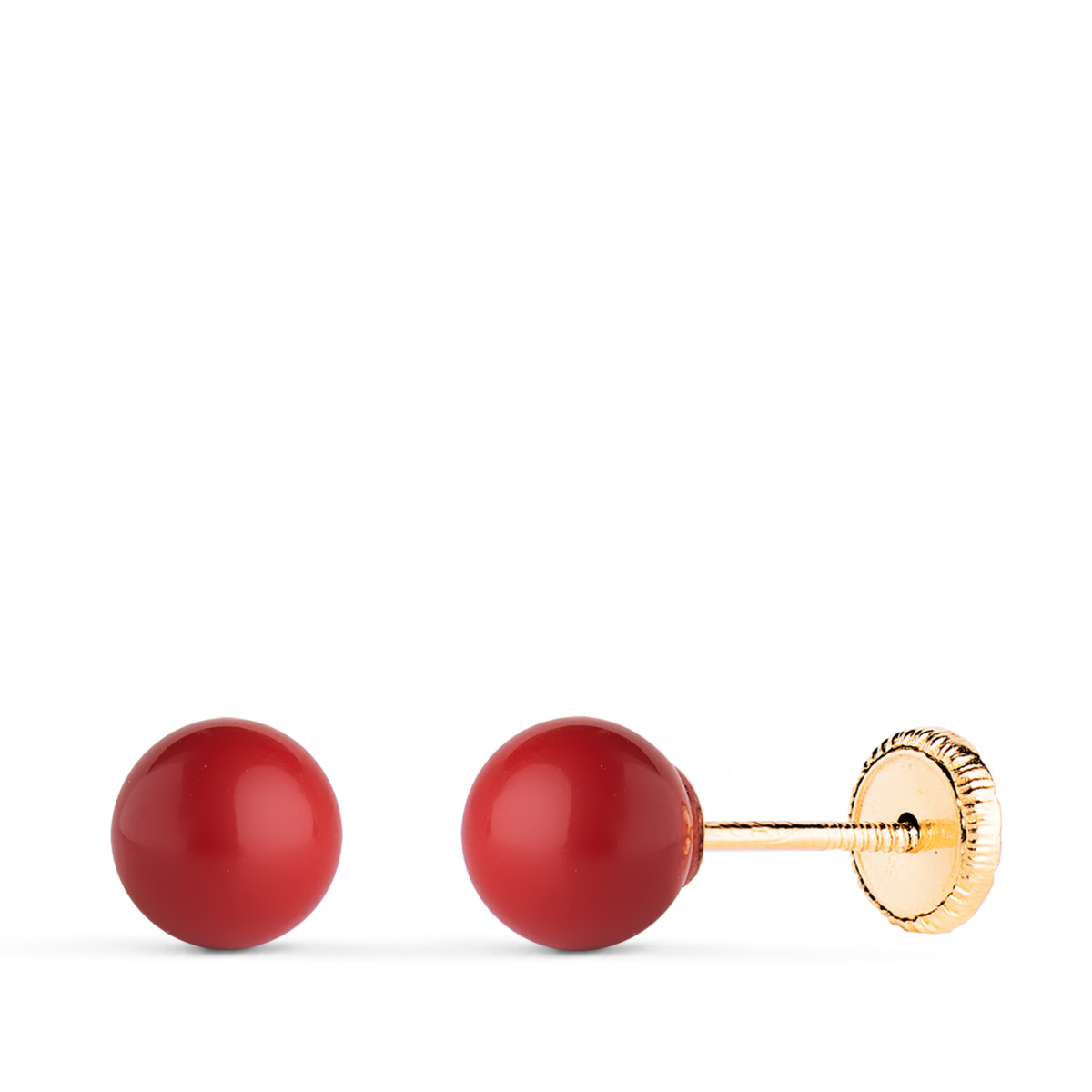 18K PENDIENTES ORO AMARILLO CORAL CON CASQUILLA. MEDIDA: 6 MM. CIERRE TUERCA 0