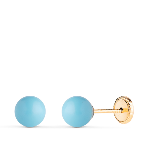 18K PENDIENTES ORO AMARILLO TURQUESA CON CASQUILLA. MEDIDA: 6 MM. CIERRE TUERCA 0