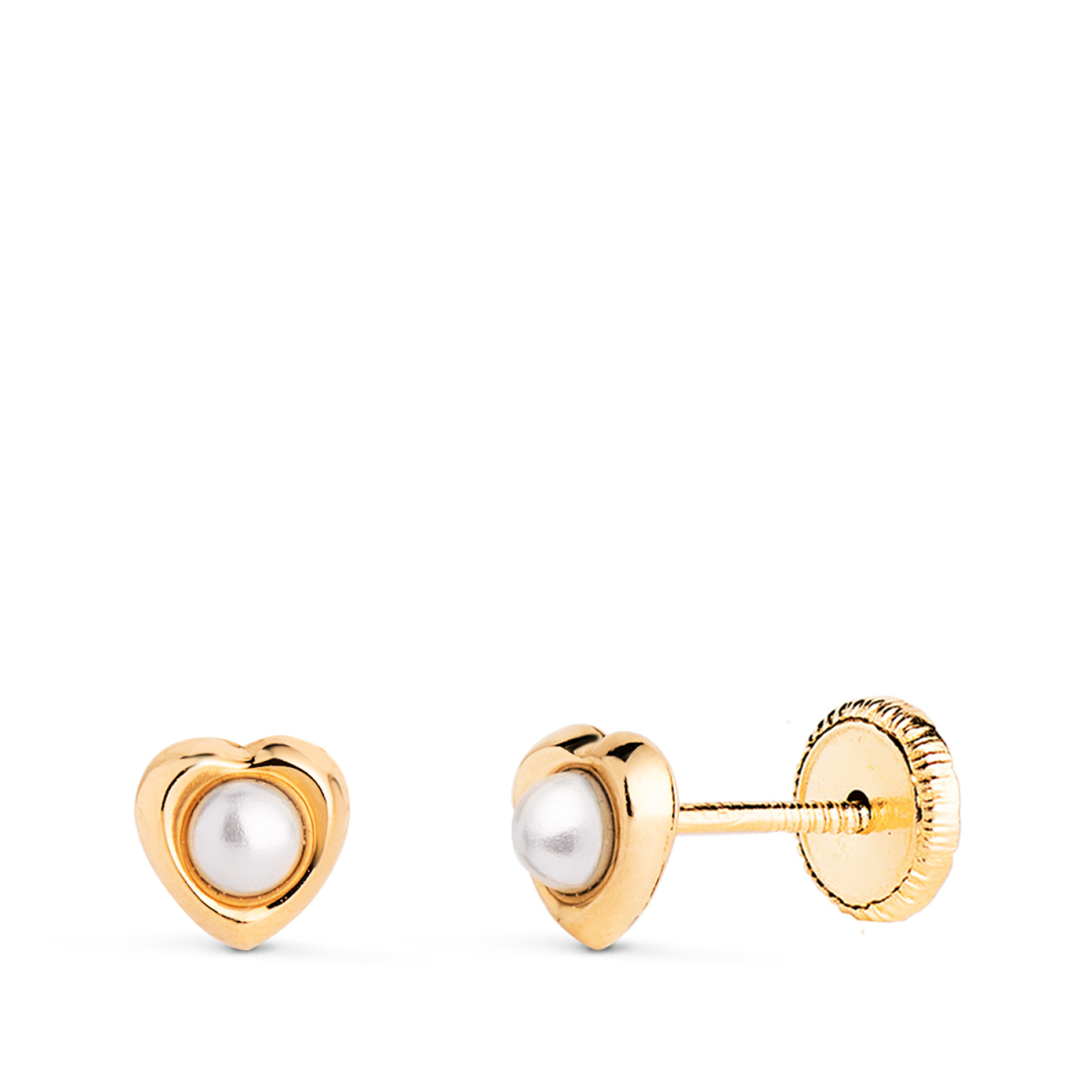 18K PENDIENTES ORO AMARILLO CORAZON CON PERLAS DE 2