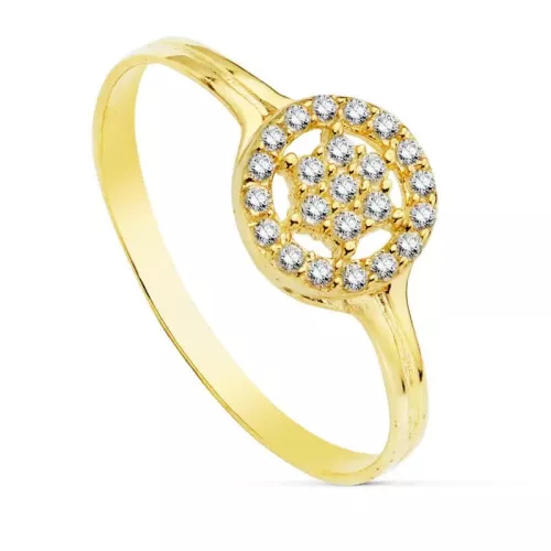 18K SORTIJA ORO AMARILLO MOTIVO REDONDO CALADO CON CIRCONITAS. ANCHO: 8 MM 1