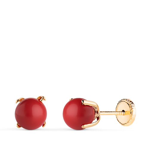 18K PENDIENTES ORO AMARILLO CORAL CON 4 GARRAS. MEDIDA: 6 MM. CIERRE TUERCA 0