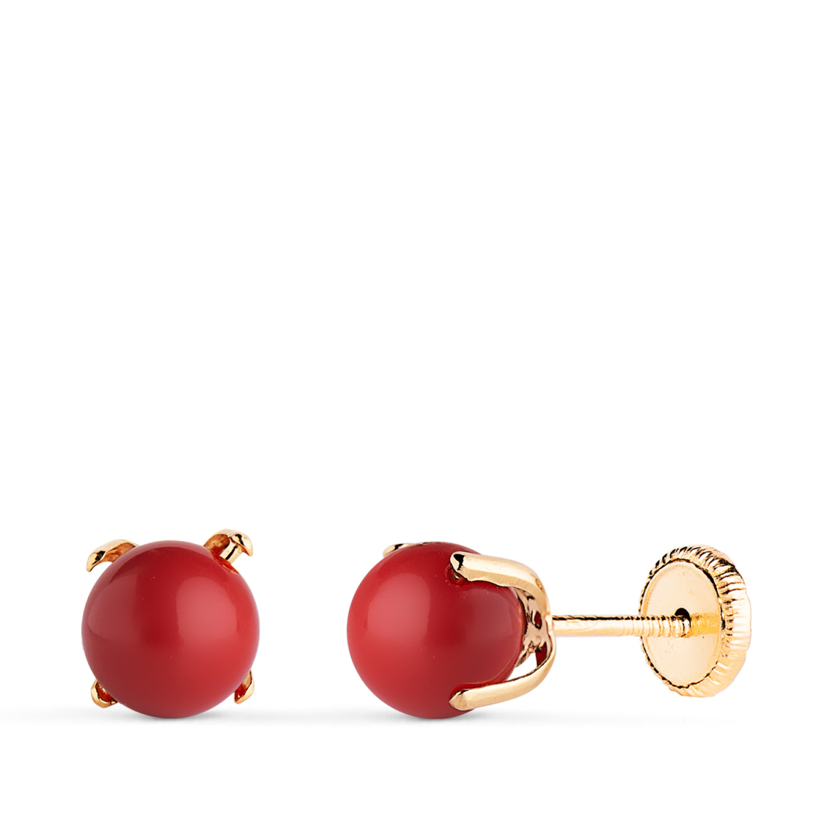 18K PENDIENTES ORO AMARILLO CORAL CON 4 GARRAS. MEDIDA: 6 MM. CIERRE TUERCA 0