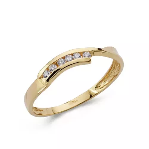 18K SORTIJA ORO AMARILLO MACIZA CON CIRCONITAS. ANCHO: 3