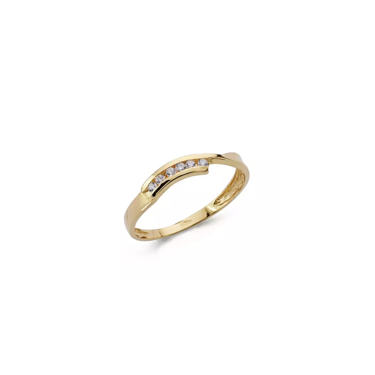 18K SORTIJA ORO AMARILLO MACIZA CON CIRCONITAS. ANCHO: 3