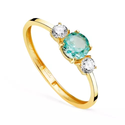 18K SORTIJA ORO AMARILLO AGUAMARINA ICE Y CIRCONITAS EN GARRAS. ANCHO: 5 MM 1