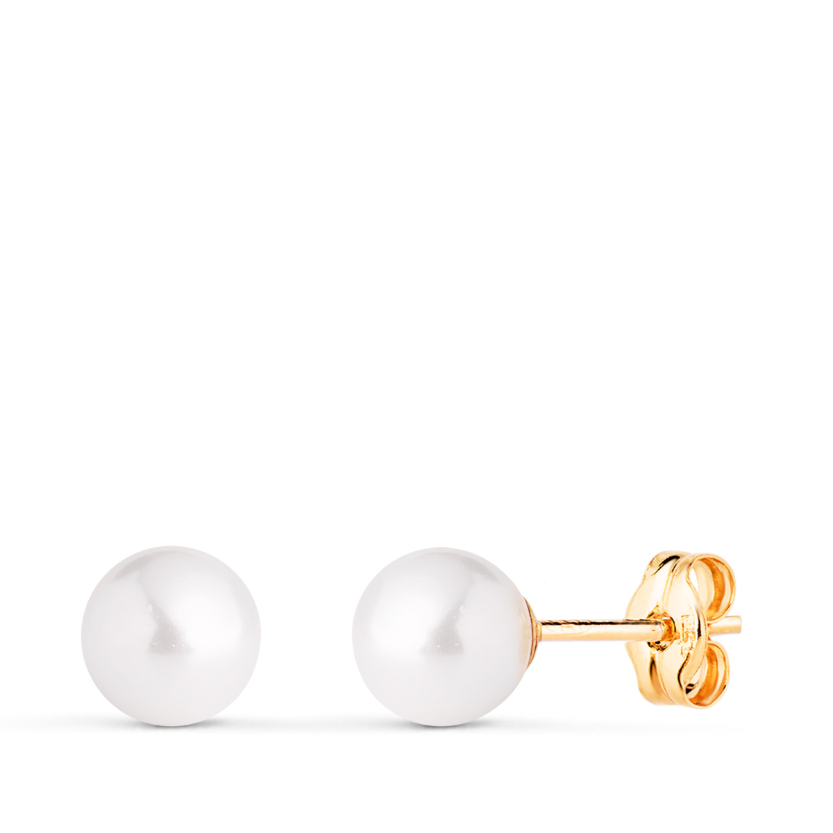 18K PENDIENTES ORO AMARILLO PERLA CON CASQUILLA. MEDIDA: 6 MM. CIERRE PRESION 0