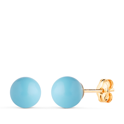 18K PENDIENTES ORO AMARILLO TURQUESA CON CASQUILLA. MEDIDA: 7 MM. CIERRE PRESION 0