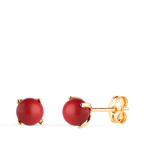 18K PENDIENTES ORO AMARILLO CORAL CON 4 GARRAS. MEDIDA: 5 MM. CIERRE PRESION 0