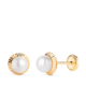 18K PENDIENTES ORO AMARILLO PERLA ORLA TALLADA 7 MM. CIERRE TUERCA 0