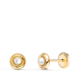 18K PENDIENTES ORO AMARILLO REDONDOS CON PERLAS DE 2