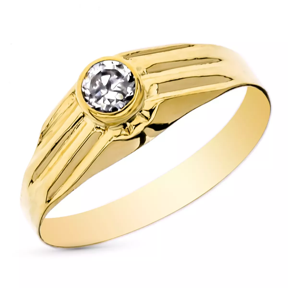 9K SOLITARIO ORO AMARILLO BEBE O MEÑIQUE CON CIRCONITA 0