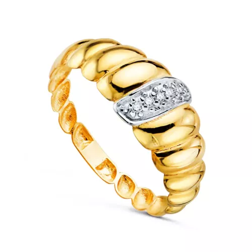 18K SORTIJA ORO AMARILLO CROISSANT GALLONES MOTIVO CON CIRCONITAS. ANCHO: 7.5 MM 1