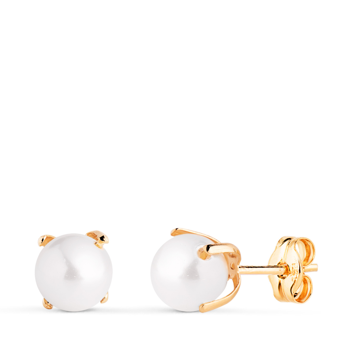 18K PENDIENTES ORO AMARILLO PERLA CON 4 GARRAS. MEDIDA: 6 MM. CIERRE PRESION 0