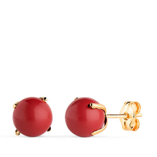 18K PENDIENTES ORO AMARILLO CORAL CON 4 GARRAS. MEDIDA: 7 MM. CIERRE PRESION 0